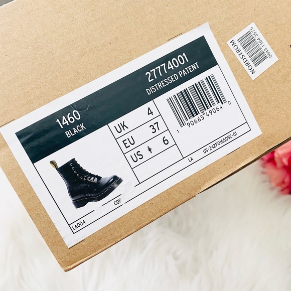 Dr. Martens 1460 Distressed Patent Black Lace Up Boots - Picture 8 of 12